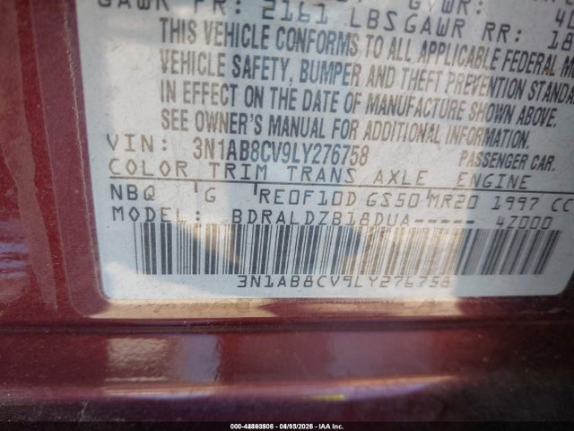3N1AB8CV9LY276758 Nissan Sentra Sv Xtronic Cvt