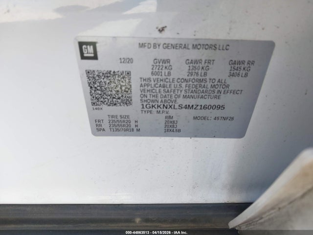 1GKKNXLS4MZ160095 GMC Acadia Awd Denali