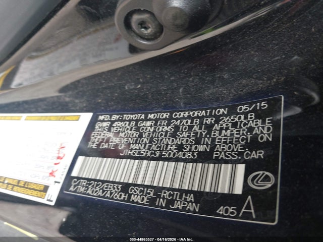 Aukcja sprzedaży 2015 Lexus Rc 350, vin: JTHSE5BC3F5004083, numer aukcji: 44863527
