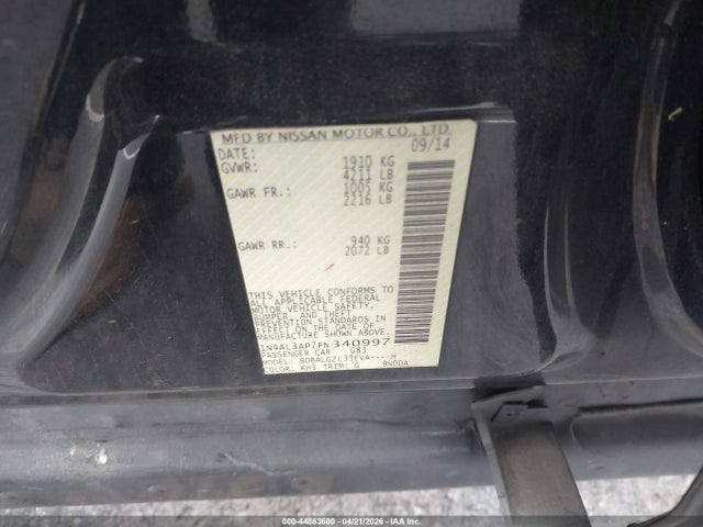 Продаж на аукціоні авто 2015 Nissan Altima 2.5 S, vin: 1N4AL3AP7FN340997, номер лоту: 44863600