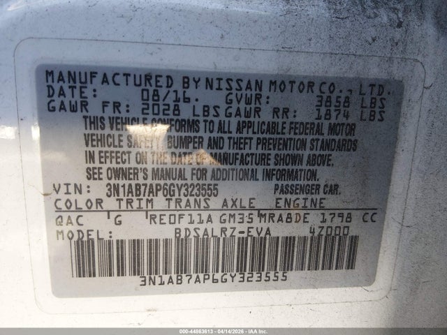 Nissan SENTRA SR 2016 3N1AB7AP6GY323555 Image 9