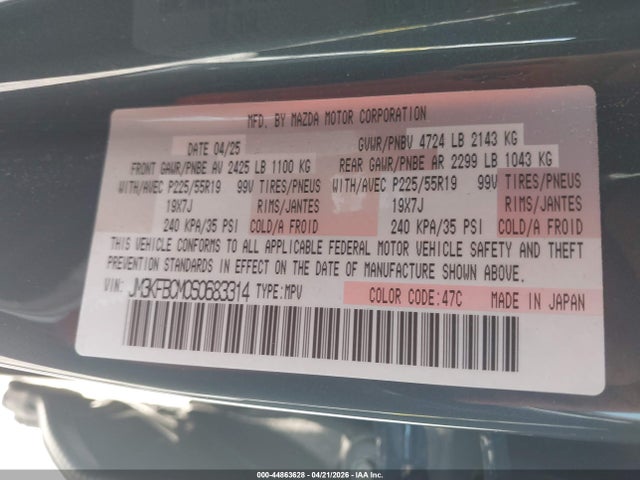 Aukcja sprzedaży 2025 Mazda Cx-5 2.5 S Carbon Edition, vin: JM3KFBCM0S0683314, numer aukcji: 44863628