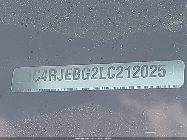 44863661 :رقم المزاد ، 1C4RJEBG2LC212025 vin ، 2020 Jeep Grand Cherokee Limited 4x2 مزاد بيع