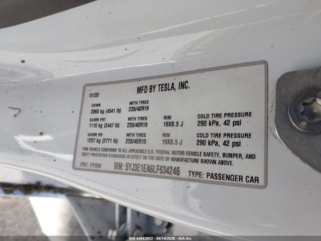 5YJ3E1EA6LF634246 Tesla Model 3 Standard Range Plus Rear-wheel Drive/standard Range Rear-wheel Drive
