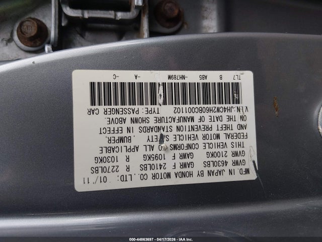 Aukcja sprzedaży 2011 Acura Tsx 2.4, vin: JH4CW2H60BC001102, numer aukcji: 44863697