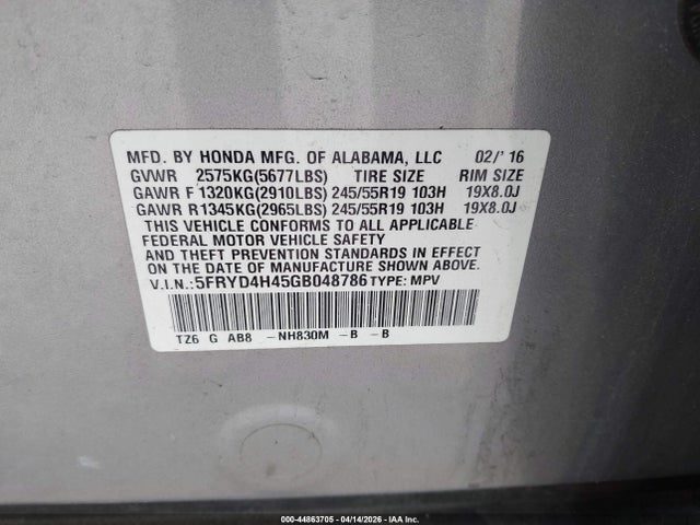 Продаж на аукціоні авто 2016 Acura Mdx Technology   Acurawatch Plus Packages/technology Package, vin: 5FRYD4H45GB048786, номер лоту: 44863705