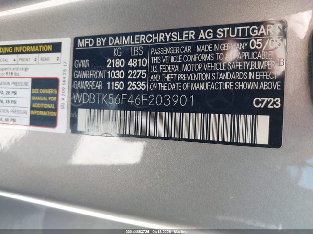Продажа на аукционе авто 2006 Mercedes-benz Clk 350, vin: WDBTK56F46F203901, номер лота: 44863725