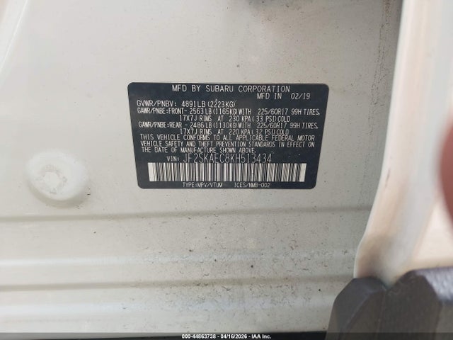 Продаж на аукціоні авто 2019 Subaru Forester Premium, vin: JF2SKAEC8KH513434, номер лоту: 44863738