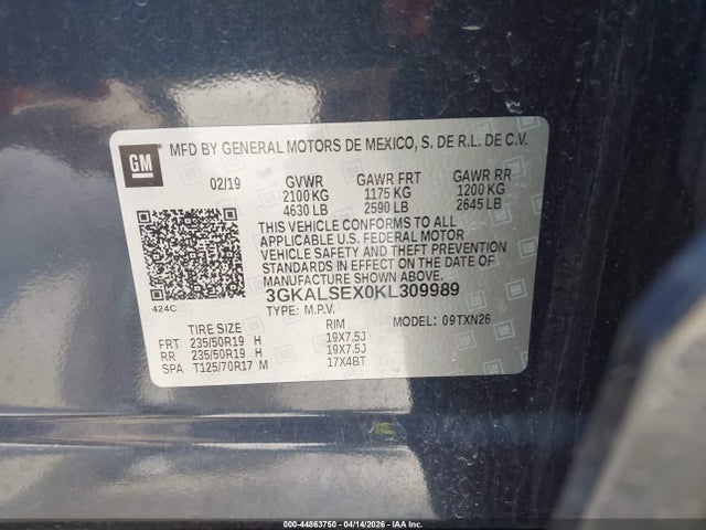 Продаж на аукціоні авто 2019 Gmc Terrain Denali, vin: 3GKALSEX0KL309989, номер лоту: 44863750