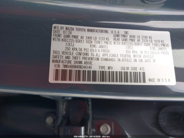 2024 Mazda Cx-50 2.5 S Preferred მანქანა იყიდება აუქციონზე, vin: 7MMVABBM4RN244149, აუქციონის ნომერი: 44863778