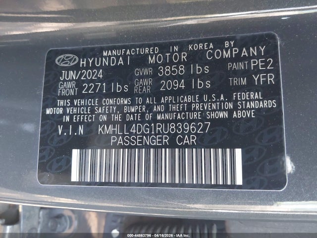 Продажа на аукционе авто 2024 Hyundai Elantra Se, vin: KMHLL4DG1RU839627, номер лота: 44863796