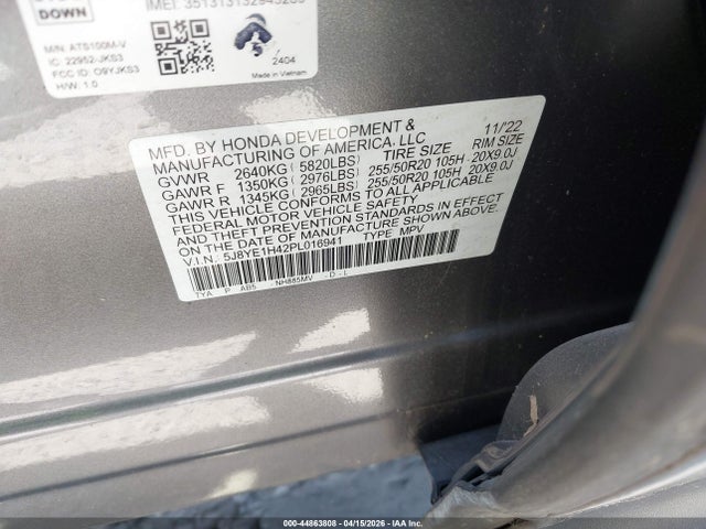 44863808 :رقم المزاد ، 5J8YE1H42PL016941 vin ، 2023 Acura Mdx Technology Package مزاد بيع