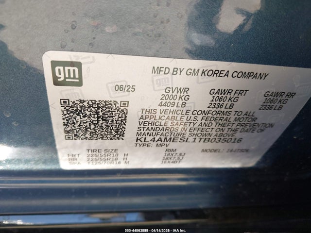 2026 Buick Encore Gx Sport Touring Awd მანქანა იყიდება აუქციონზე, vin: KL4AMESL1TB035016, აუქციონის ნომერი: 44863899