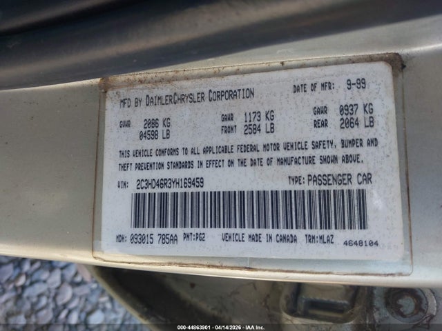Aukcja sprzedaży 2000 Chrysler Concorde Lx, vin: 2C3HD46R3YH169459, numer aukcji: 44863901
