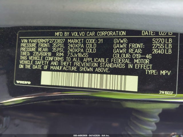 2015 VOLVO XC60 YV4612RM7F2733827 Photo 8