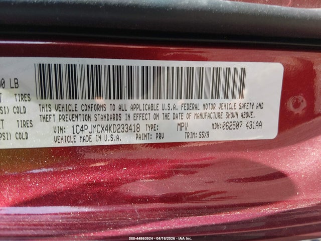 Aukcja sprzedaży 2019 Jeep Cherokee Latitude 4x4, vin: 1C4PJMCX4KD233418, numer aukcji: 44863924