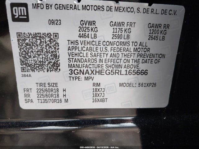 Aukcja sprzedaży 2024 Chevrolet Equinox Fwd Ls, vin: 3GNAXHEG5RL165666, numer aukcji: 44863938