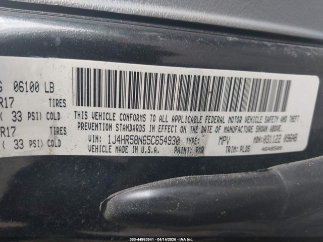 2005 JEEP GRAND CHEROKEE 1J4HR58N65C654930 Photo 8