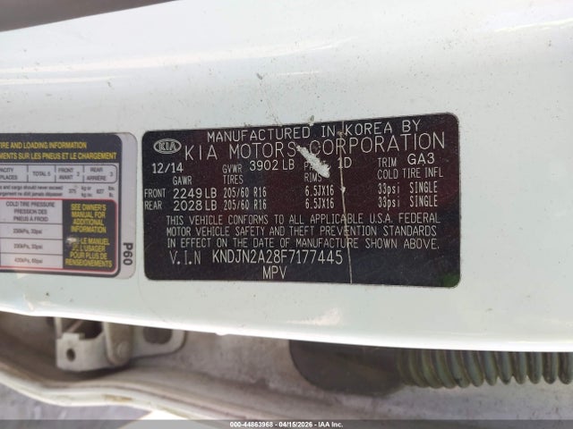 Aukcja sprzedaży 2015 Kia Soul, vin: KNDJN2A28F7177445, numer aukcji: 44863968