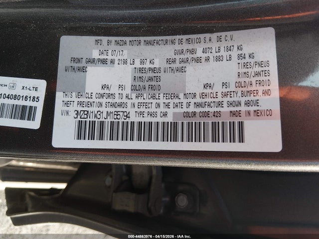 3MZBN1W31JM165794 Mazda Mazda3 Grand Touring