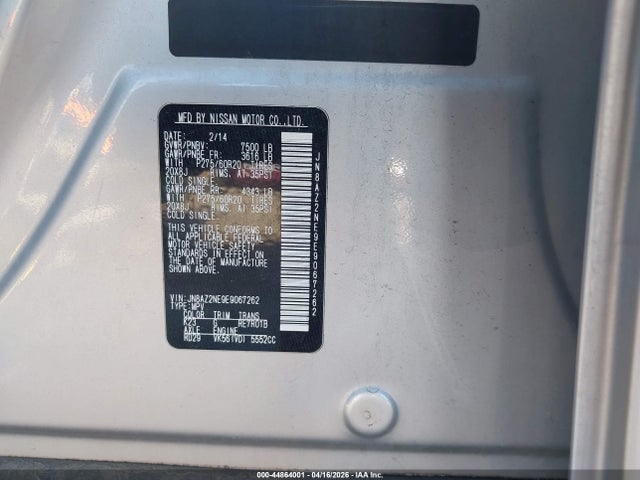 2014 Infiniti Qx80 მანქანა იყიდება აუქციონზე, vin: JN8AZ2NE9E9067262, აუქციონის ნომერი: 44864001