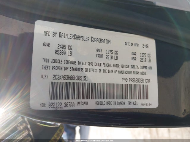 44864023 :رقم المزاد ، 2C3KA63H86H389151 vin ، 2006 Chrysler 300c مزاد بيع