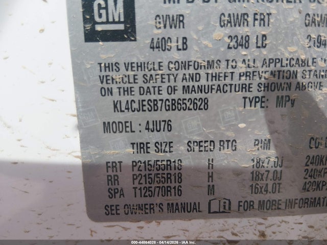 Aukcja sprzedaży 2016 Buick Encore, vin: KL4CJESB7GB652628, numer aukcji: 44864028