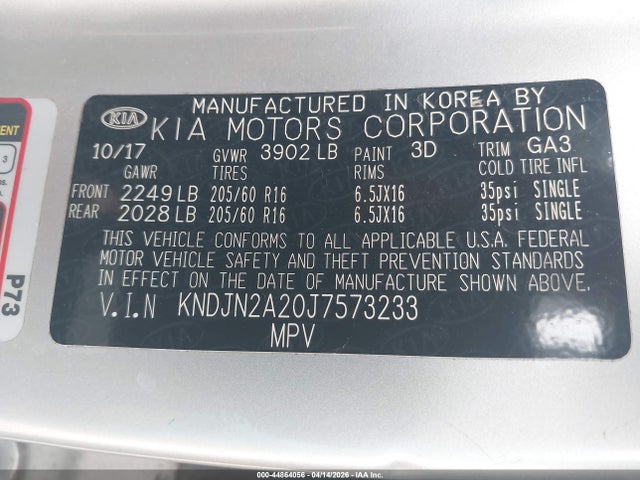 Aukcja sprzedaży 2018 Kia Soul, vin: KNDJN2A20J7573233, numer aukcji: 44864056