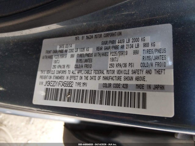 Продажа на аукционе авто 2015 Mazda Cx-5 Grand Touring, vin: JM3KE2DYXF0458862, номер лота: 44864059