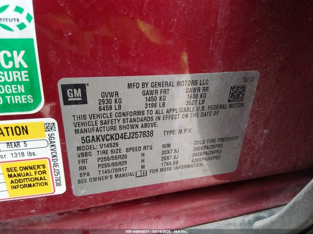 Продажа на аукционе авто 2014 Buick Enclave Premium, vin: 5GAKVCKD4EJ257838, номер лота: 44864071