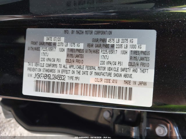 Aukcja sprzedaży 2020 Mazda Cx-5 Sport, vin: JM3KFABM9L0845602, numer aukcji: 44864082