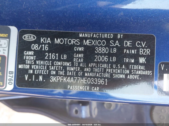 Aukcja sprzedaży 2017 Kia Forte Lx, vin: 3KPFK4A77HE033961, numer aukcji: 44864091