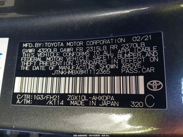 JTNKHMBX8M1112365 Toyota C-HR LE