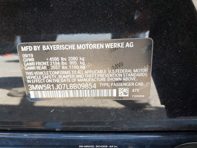 3MW5R1J07L8B09854 BMW 330I