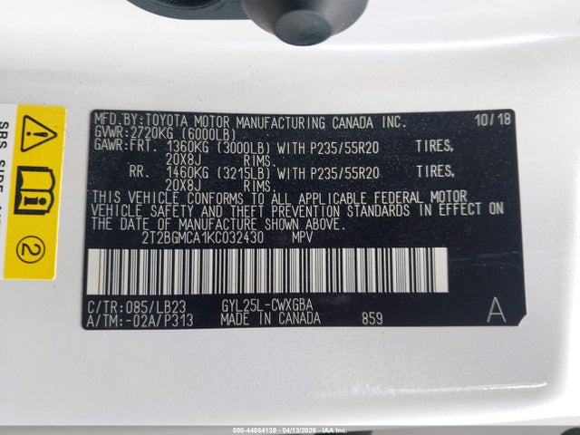 Продаж на аукціоні авто 2019 Lexus Rx 450h, vin: 2T2BGMCA1KC032430, номер лоту: 44864139