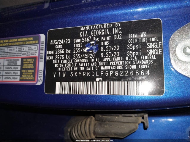 44864161 :رقم المزاد ، 5XYRKDLF6PG226864 vin ، 2023 Kia Sorento Sx مزاد بيع