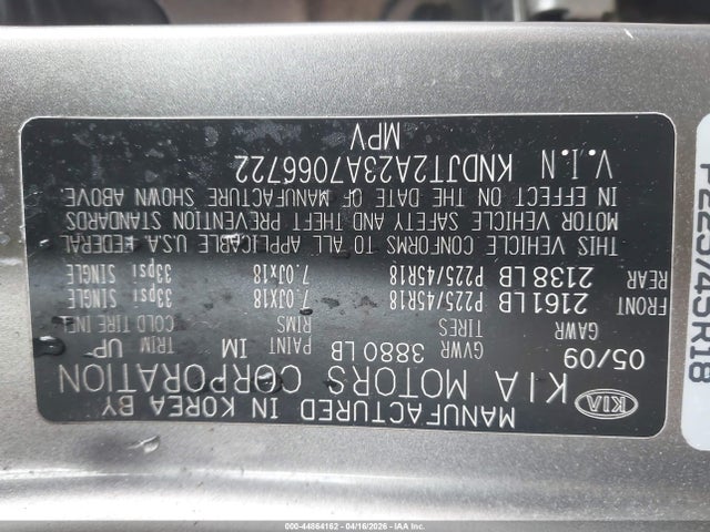 44864162 :رقم المزاد ، KNDJT2A23A7066722 vin ، 2010 Kia Soul ! مزاد بيع