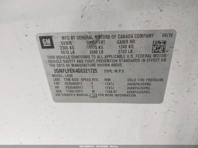 2016 CHEVROLET EQUINOX 2GNFLFEK4G6321725 Photo 8