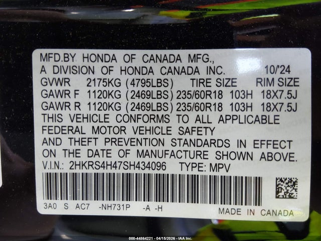 2HKRS4H47SH434096 Honda Cr-v Ex Awd