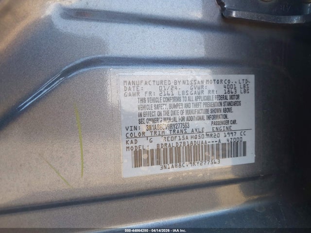 Продажа на аукционе авто 2024 Nissan Sentra Sv Xtronic Cvt, vin: 3N1AB8CV9RY277563, номер лота: 44864280