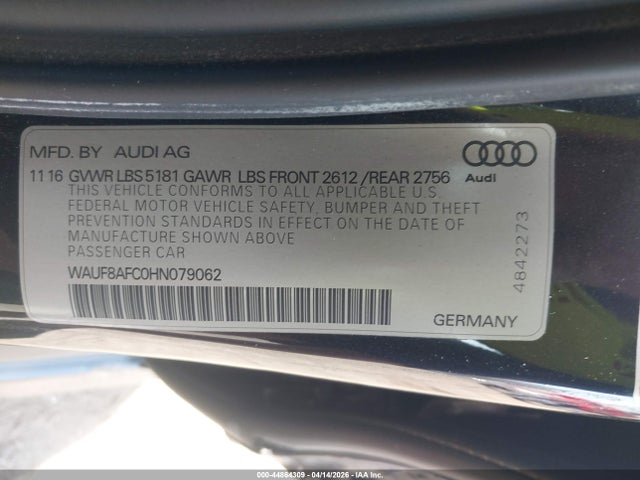 Продажа на аукционе авто 2017 Audi A6 2.0t Premium, vin: WAUF8AFC0HN079062, номер лота: 44864309