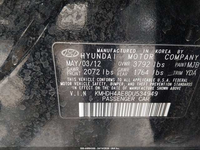 Продаж на аукціоні авто 2013 Hyundai Elantra Gls/limited, vin: KMHDH4AE8DU534949, номер лоту: 44864369
