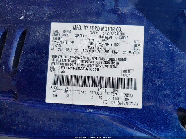 Aukcja sprzedaży 2010 Ford Ranger Sport/xlt, vin: 1FTLR4FE5APA78568, numer aukcji: 44864373