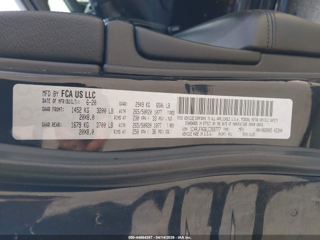 Aukcja sprzedaży 2020 Jeep Grand Cherokee Altitude 4x4, vin: 1C4RJFAG6LC359777, numer aukcji: 44864387