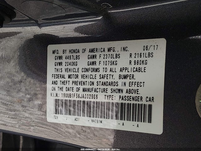 Aukcja sprzedaży 2018 Acura Tlx Tech Pkg, vin: 19UUB1F56JA002966, numer aukcji: 44864421