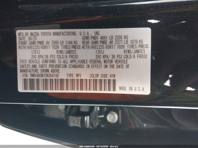 44864429 :رقم المزاد ، 7MMVABDM3SN384180 vin ، 2025 Mazda Cx-50 2.5 S Premium Package مزاد بيع