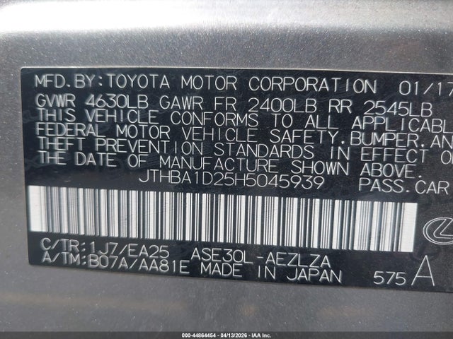 Продаж на аукціоні авто 2017 Lexus Is 200t, vin: JTHBA1D25H5045939, номер лоту: 44864454