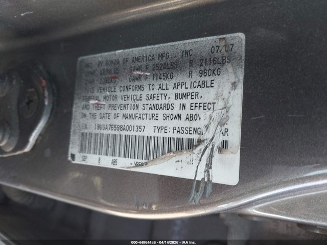 2008 ACURA TL 19UUA76598A001357 Photo 8