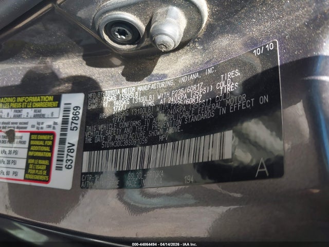 Aukcja sprzedaży 2011 Toyota Sienna Xle V6, vin: 5TDYK3DC3BS091056, numer aukcji: 44864494