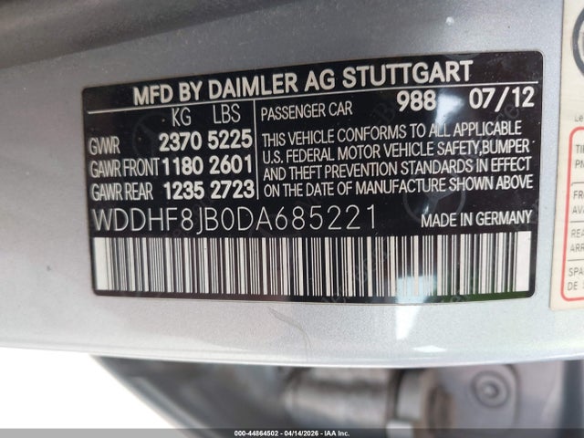 Продаж на аукціоні авто 2013 Mercedes-benz E 350 4matic, vin: WDDHF8JB0DA685221, номер лоту: 44864502